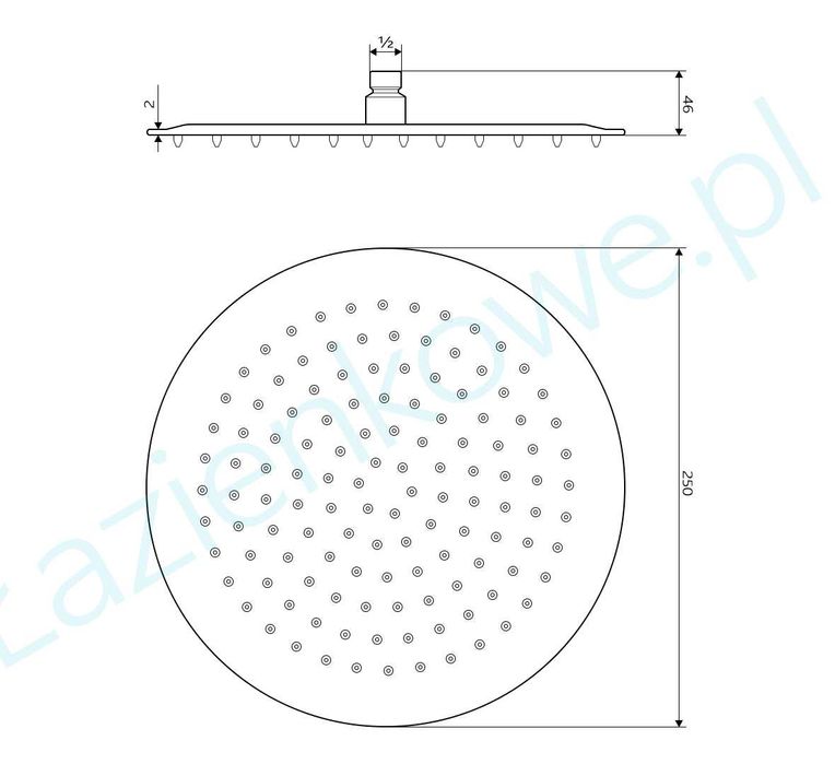 Deszczownica, czarna okrągła 25cm.