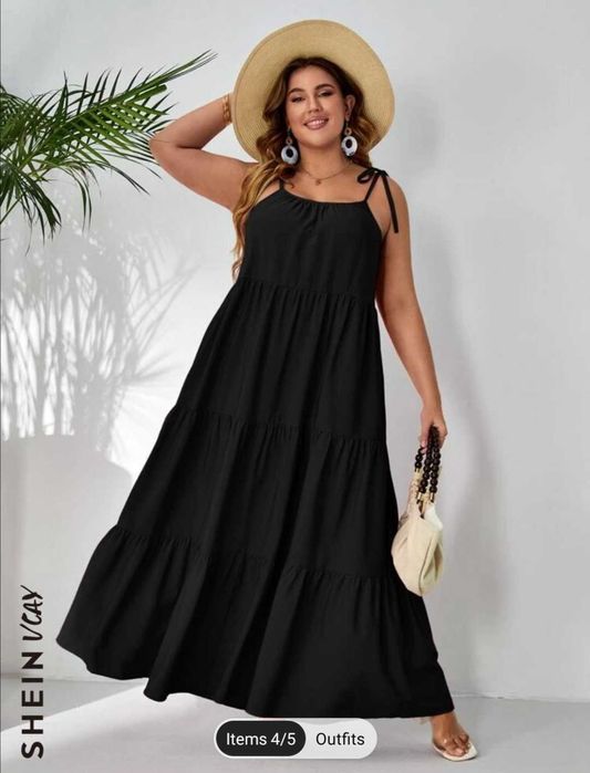 Vestido Preto c/ Alças Ajustáveis Tam 2XL/48 (Novo)