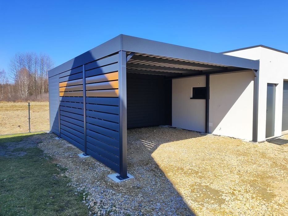 Nowoczesna wiata garażowa, carport