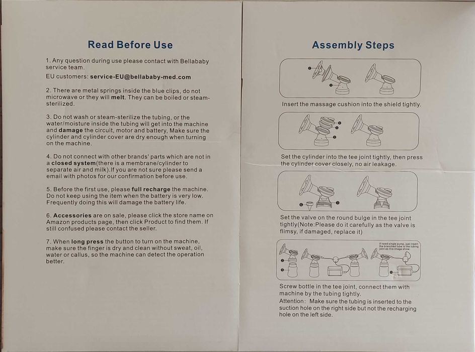 Bomba Tira-Leite Elétrica Recarregável Bellababy Duo
