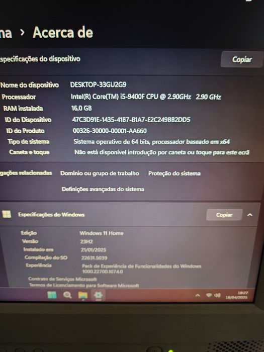 PC Gaming i5-9400F | GTX 1070 | 16GB RAM | SSD 500GB | Pronto a usar