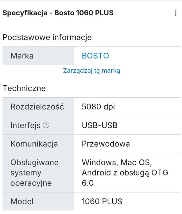 Tablet graficzny bosto 1060 plus