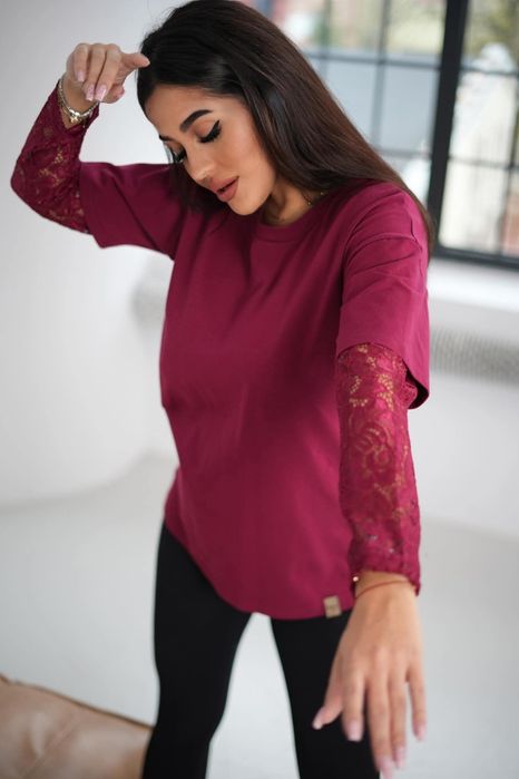 Bluzka koronkowe rekawy polska produkcja tunika