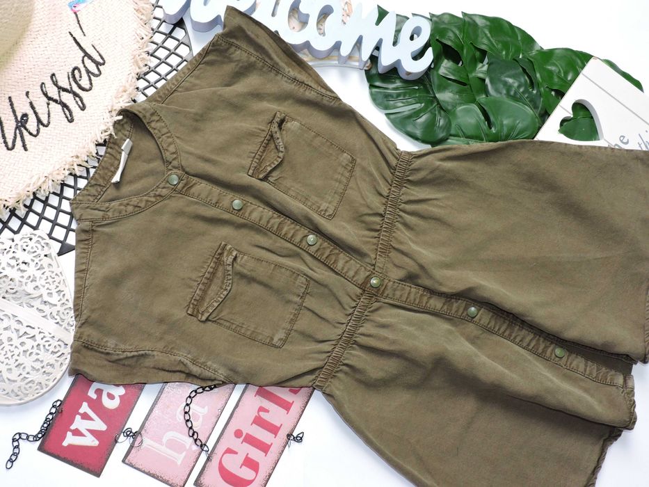 Name It - koszulowa sukienka khaki , 100% lyocel r 110