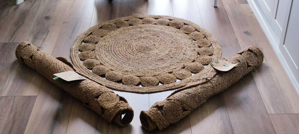 DYWAN JUTOWY, naturalny, ekologiczny, boho - śliczny okrągły