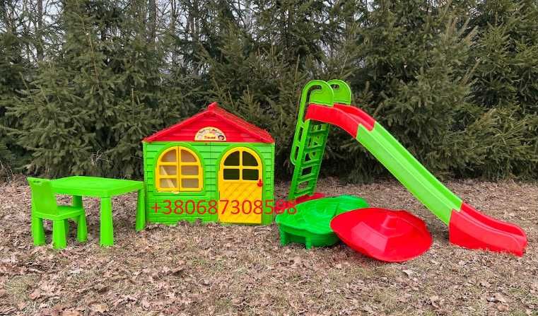 Дитячий майданчик Doloni Ігровий комплекс Будинок Гірка Пісочниця Стіл