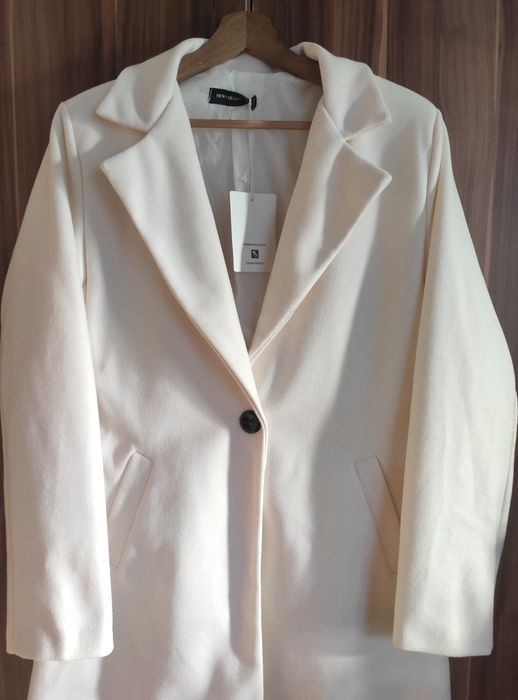 Nowy płaszcz wiosenny biała śmietanka L/XL