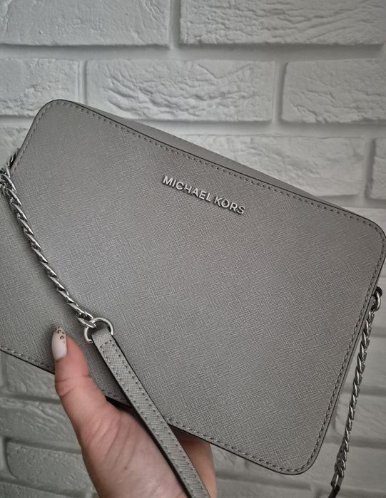 Torebka crossbody michael kors oryginalna szara srebrny łańcuszek