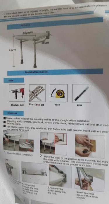 Weytoll assento de chuveiro dobrável com pernas
