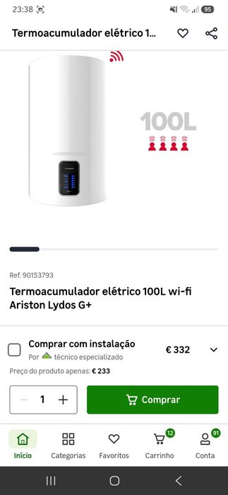 Termoacumulador Elétrico Ariston Lydos G+ (série Lydos Wi-Fi) de 100L, Garantia 3 Anos