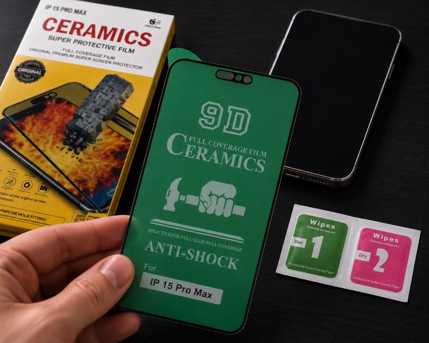 Película Cerâmica para iPhone 7-15 Pro Max + Packs