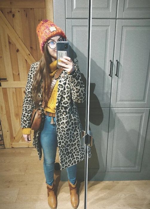 Sweter damski golf musztardowy