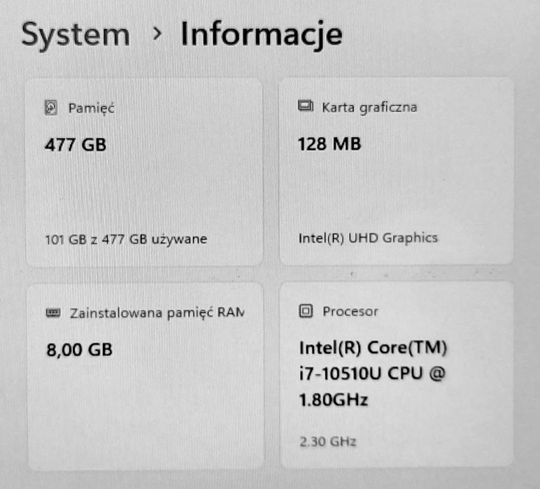 Laptop DeLL z ekranem 14" IPS - i7-10gen SSD512GB Win11Pro+Office