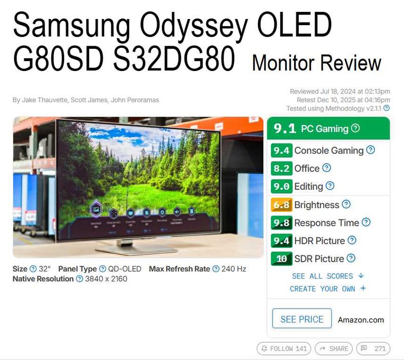 Monitor Samsung 32" Odyssey OLED G8 G80SD 4K 240Hz