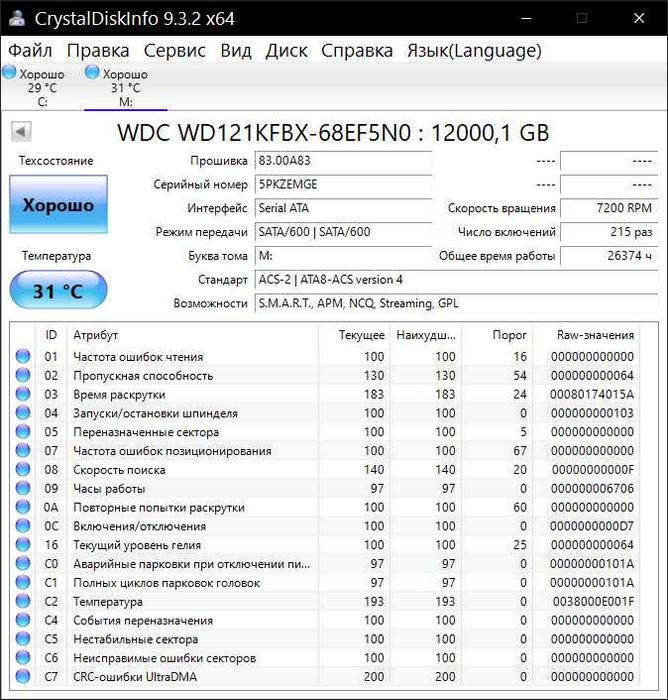 Жесткий диск (WD) Western Digital Red Pro NAS 12TB 7200rpm 256MB