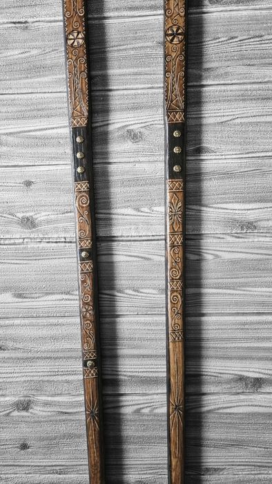 2x ciupaga góralska drewniana prawdziwa żelazny grot dzień ojca ozdoba