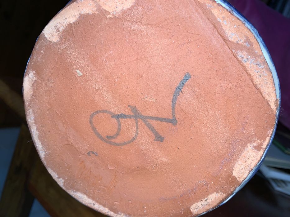 Jarrao Pote em ceramica barro vermelho pintura manual motivos florais