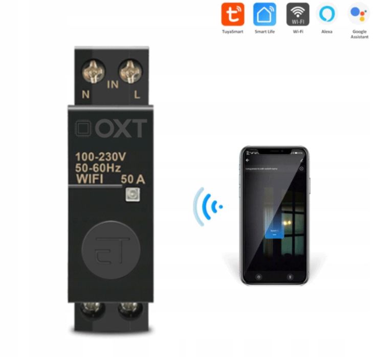 OXT Sterownik 50A 19mm DIN WiFi TUYA -NOWY