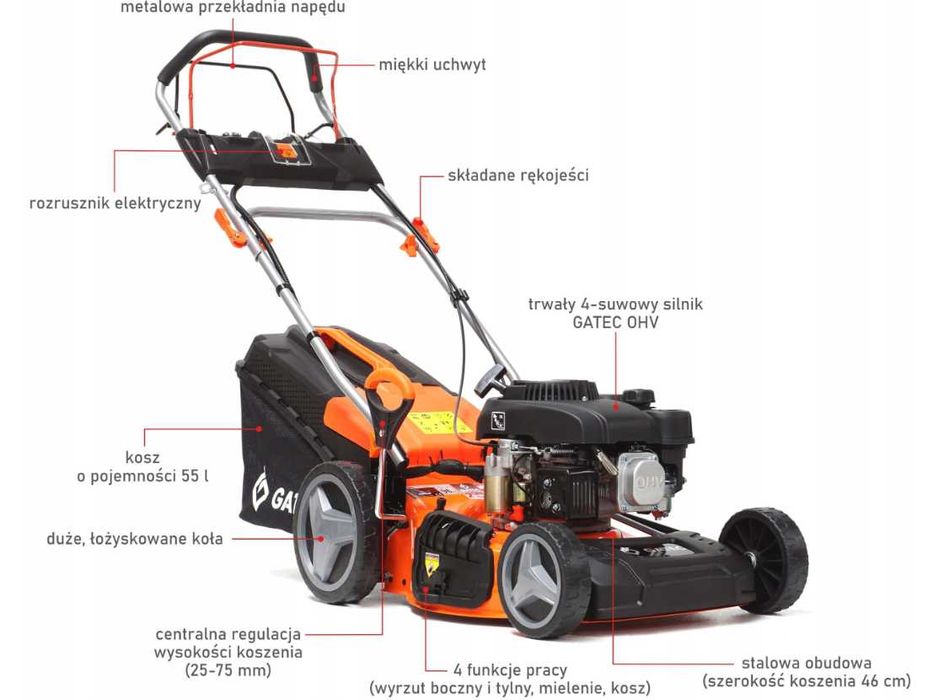 Бензинова газонокосарка GATEC ( 2,7 кВт 150 см³ 55 л ) косилка