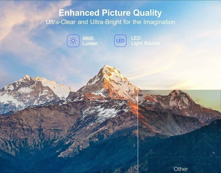 Projector 9800 lumens + WiFi + Bluetooth + Office + NATIVA 1080p/4k