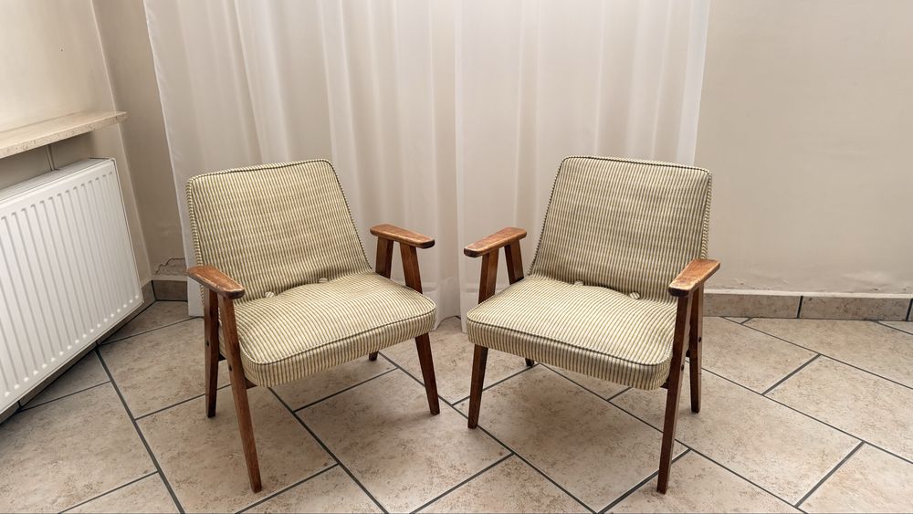 Fotele PRL lite drewno bukowe ala Chierowski 366 vintage made in Poland sprawne stan bardzo dobry