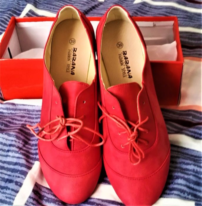 Czerwone Botki Półbuty Jazzówki Klasyczne 36/41