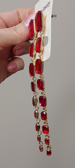 Zjawiskowe czerwone długie kolczyki WYPRZEDAŻ!!