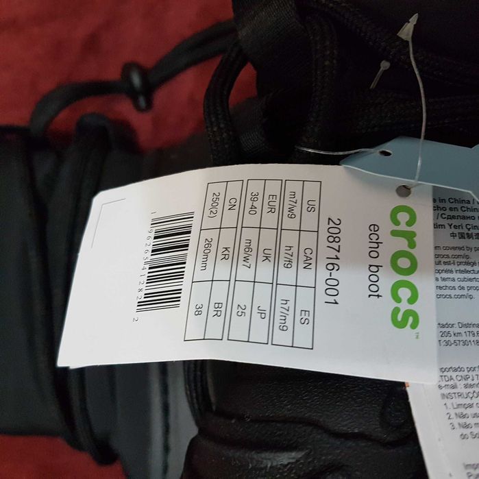 crocs echo boot BLACK/BLACK 40 kalosze termiczne buty zimowe śniegowce