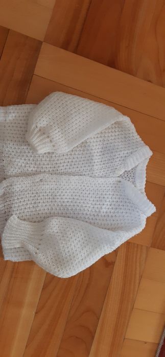 3 częściowy komplet na chrzciny robiony na drutach