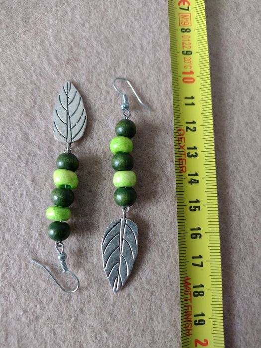 Kolczyki wiszące listki handmade