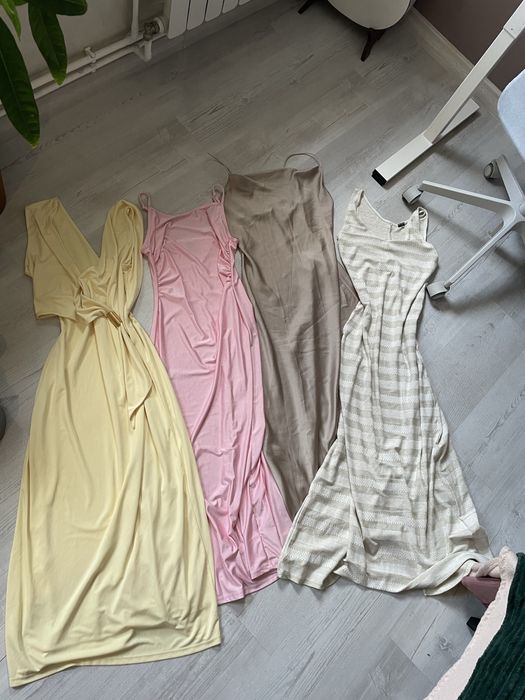 Paczka zestaw 4 sukienek pastelowe sukienki rozmiarXS/S Calzedonia Reserved Shein długie