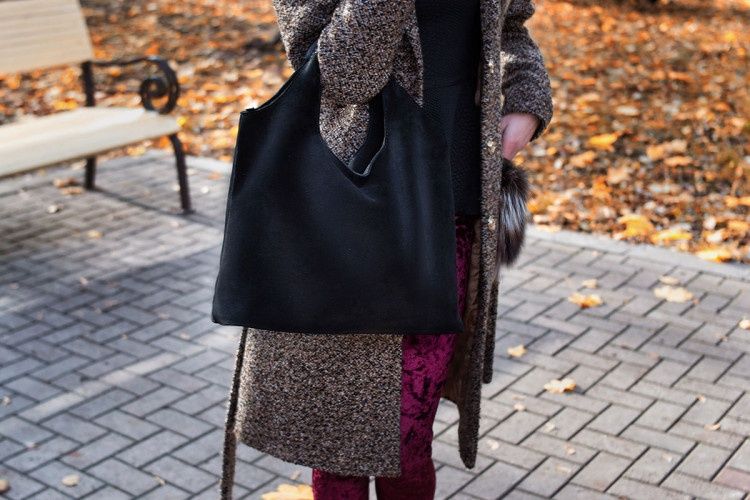 Сумка чорна шкіряна  Bag Tur