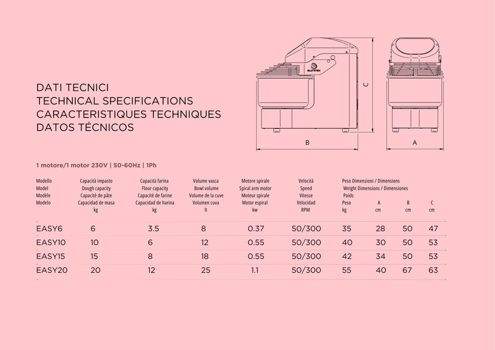 Mikser spiralny SunMix Easy Line 15, najlepszy, prosto z Włoch!