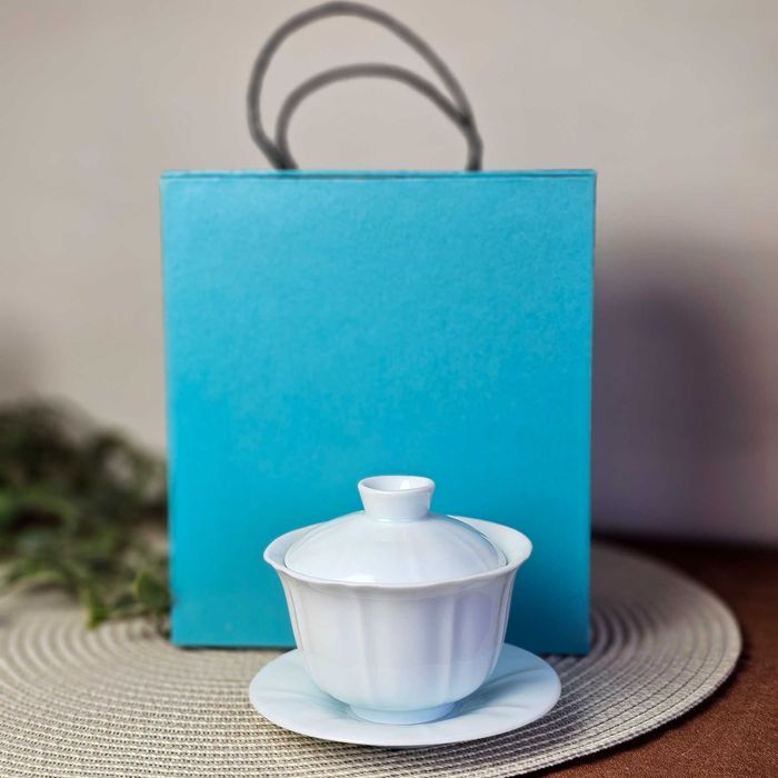 Гайвань порцелянова 130мл +❱ біла класична ❰+ в бірюзовій коробці