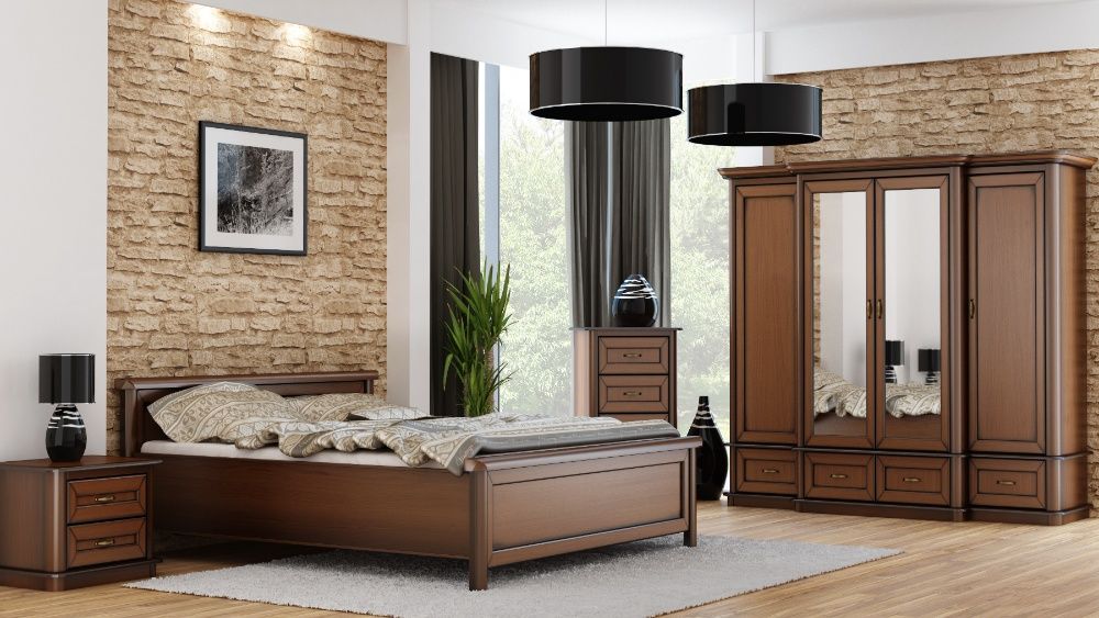 Stylowy Zestaw Sypialni Elementy Litego Drewna Kolekcja STYLOWA