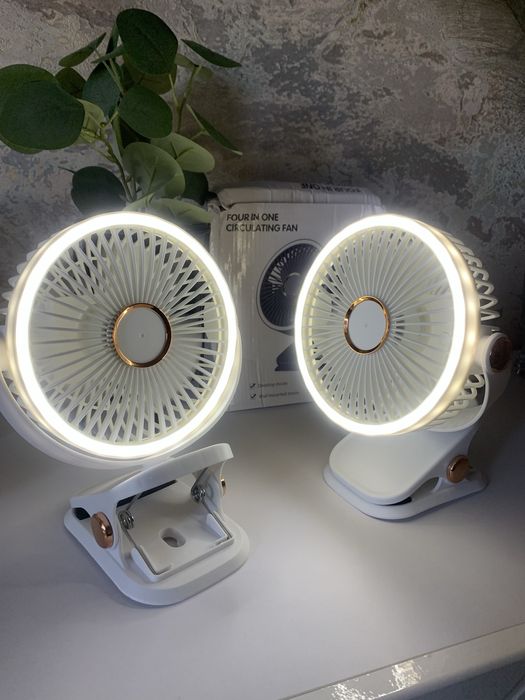 LED USB Вентилятор аккумуляторный настольный с лампой