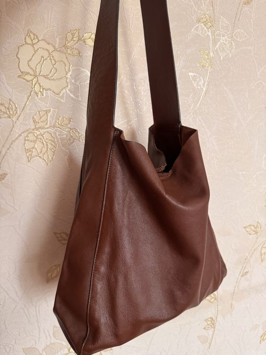 Шкіряний шопер massimo dutti