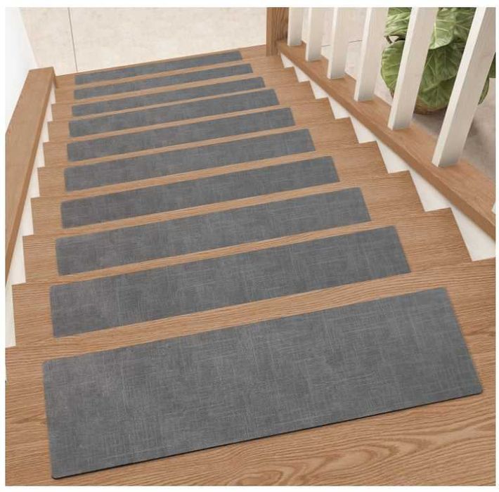 Antypoślizgowe maty na stopnie schodowe 10 sztuk 24.6 x 81.6 cm, szare