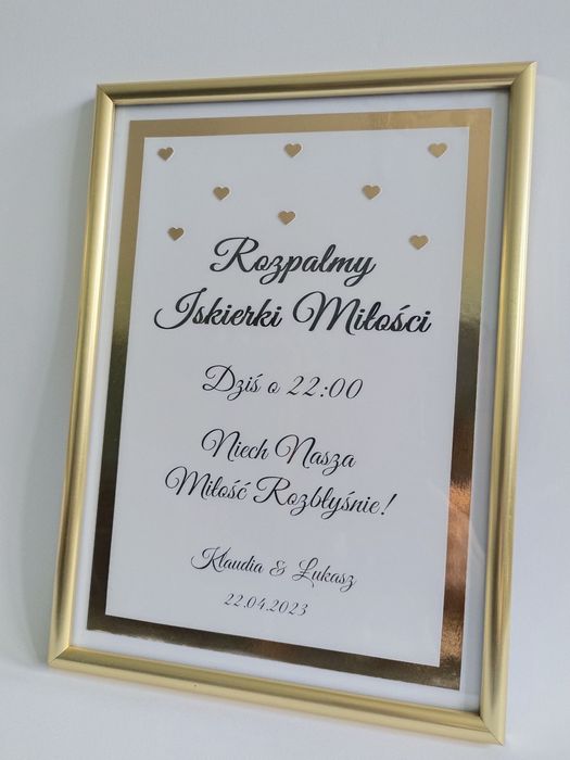 Karta A4 z ramką Rozpalmy Iskierki Miłości zimne ognie wesele ślub