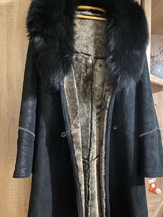 Дублянка преміум натуральне хутро овчина,комір песець