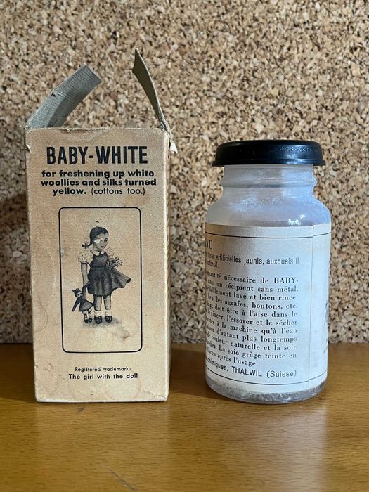 Baby-Blanc Baby-White, muito antigo branqueador suíço para roupa