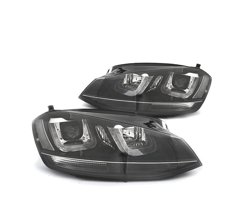 FAROIS FRONTAIS VOLKSWAGEN VW GOLF 7 12-17 LOOK GTI LUZ DIURNA FUNDO PRETO