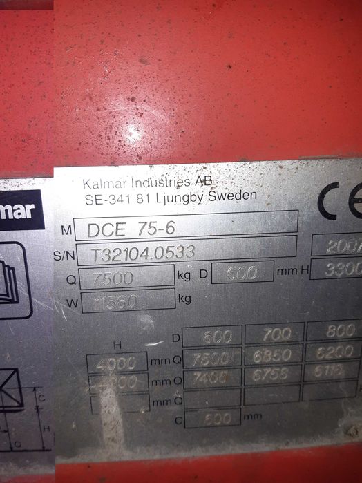 Wózek widłowy KALMAR DCE 75-6 TRIPLEX Wysokość wózka 260 cm. OKAZJA