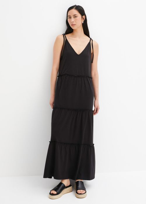 B.P.C czarna sukienka na ramiączka maxi z dżerseju ^40/42