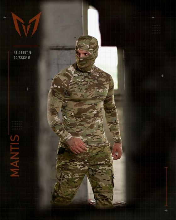 Тактичний лонгслів з балаклавою MANTIS Phantom LS Combat Shirt - Multicam для військовослужбовців під бронижеоет