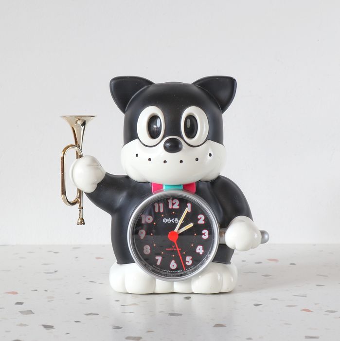 Japoński zegar budzik mówiący Norakuro Rhythm Watch Co. oryginał Japan JDM lata 80 manga anime vintage
