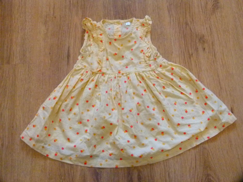 rozm 68 sukienka letnia cienka bawełniana żółta kwiatuszki