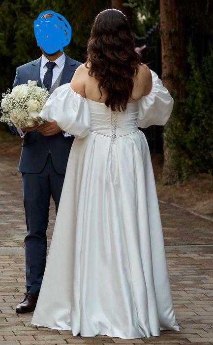 Suknia ślubna gładka, mikado, litera A