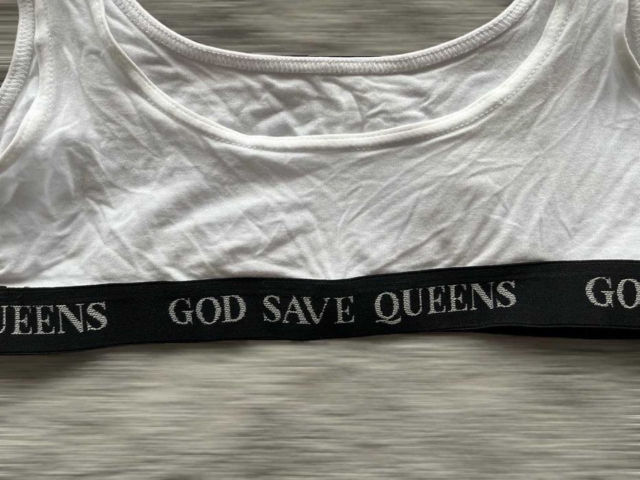 god save queens stanik top bra biustonosz biały elegancki casual l 40