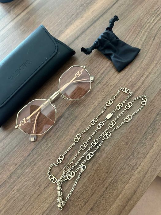 Óculos de sol valentino original – va2040 com corrente dourada vlogo